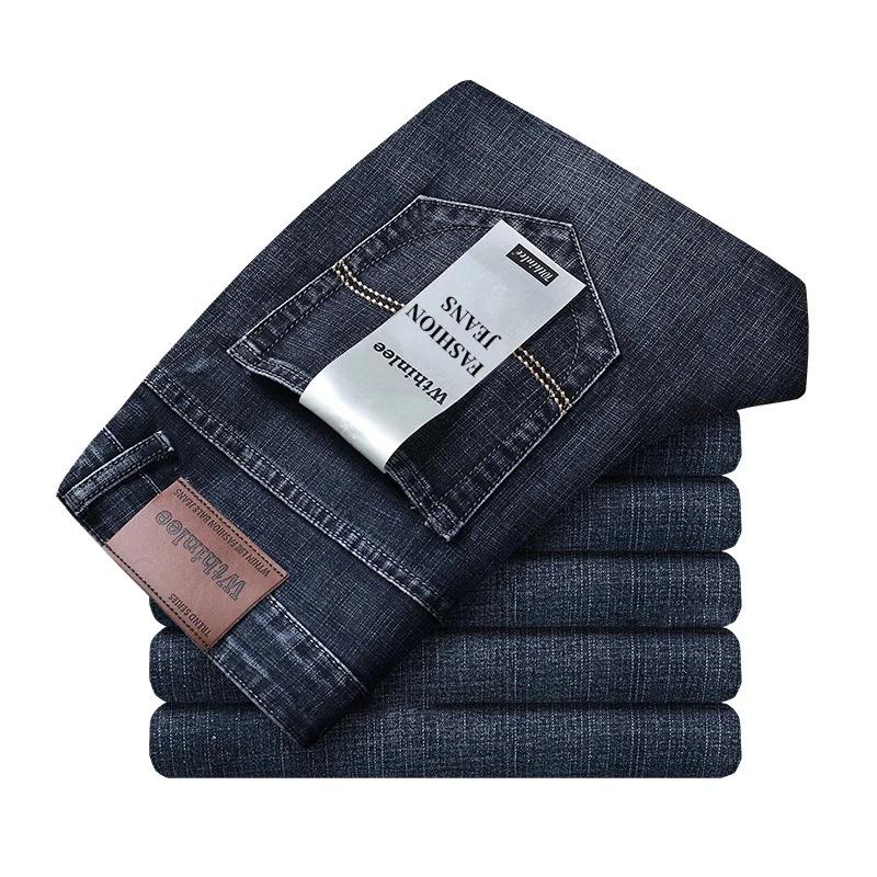 Wthinlee hommes d'affaires jean décontracté droit Stretch mode classique bleu noir travail Denim pan