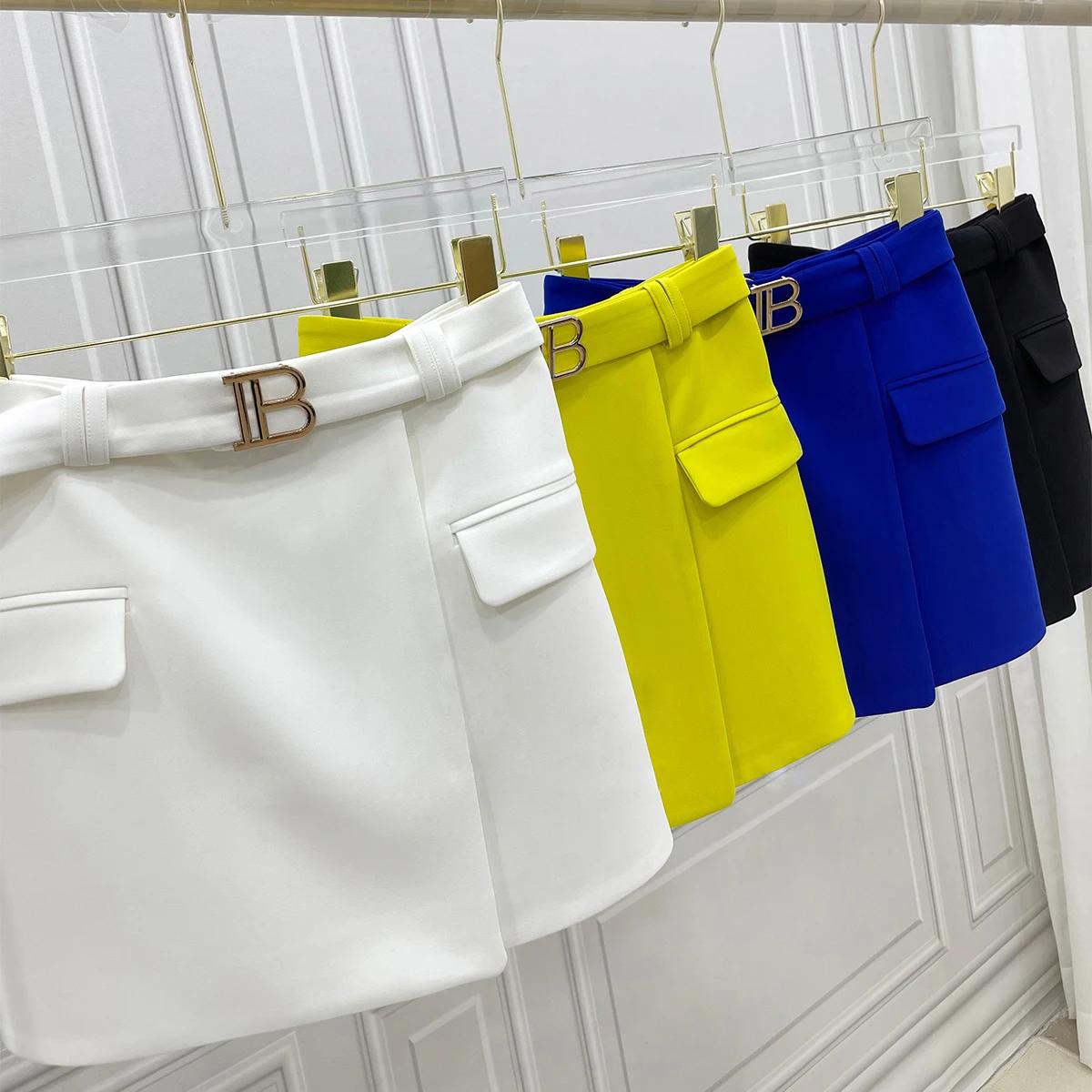 Jupe courte trapèze Simple décontractée pour femmes, nouvelle mode, Slim, boucle en métal, couleur u