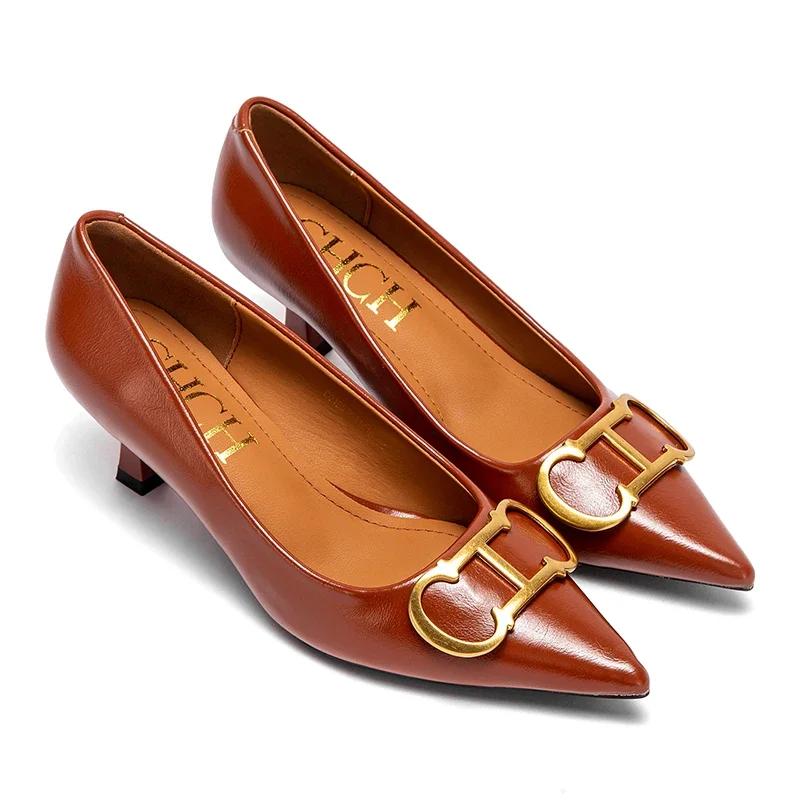 CHCH-Chaussures de Marque en Cuir Verni pour Femme, à Talons Hauts et Pointus, Style Bateau, pour Ma