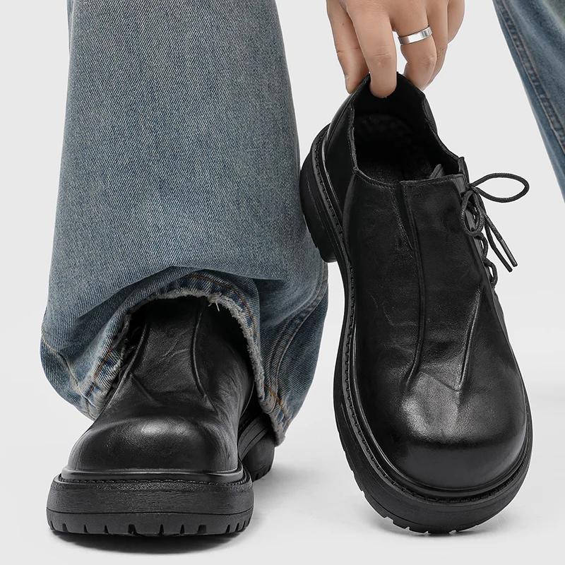 Derby chaussures en cuir à semelles épaisses pour hommes Styles de créateurs de mode Fête et Travail