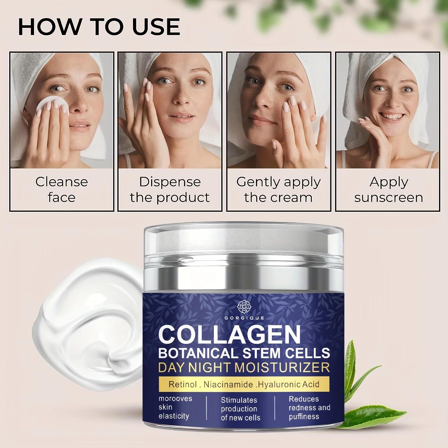 Niacinamide-Crème pour le visage au collagène avec pompe sans air, acide hyaluronique, cellules souc