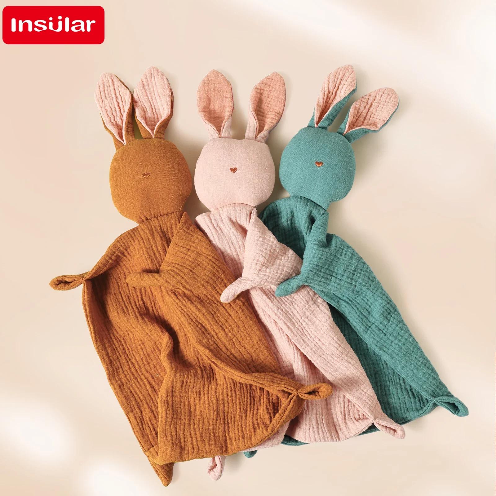 Serviette apaisante pour bébé, 100% mousseline de coton, mouchoir de dessin animé pour bébé, lapin m