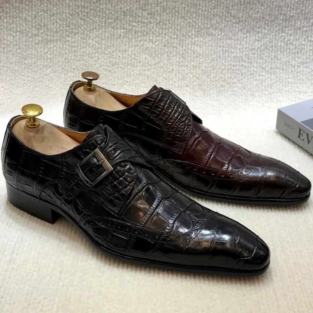 FELIX CHU mocassins formels à enfiler en cuir véritable pour hommes, chaussures de robe de mariée ri