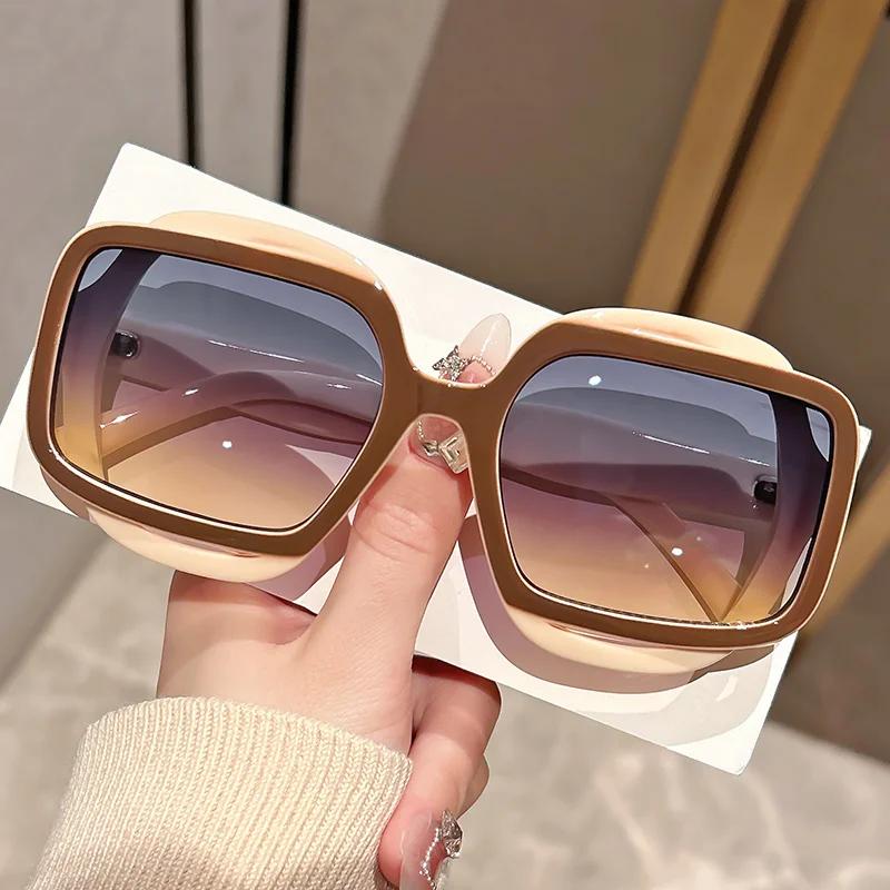 Lunettes de soleil à la mode avec blocage de couleur polygonal pour hommes et femmes, Style rétro Y2