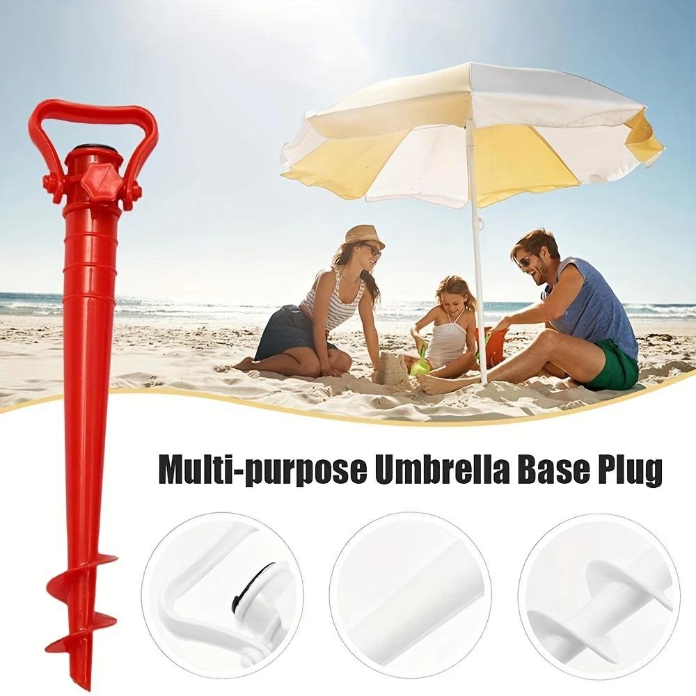Injecteur de parapluie de plage rouge, vis en spirale, support de parapluie solaire de jardin extéri