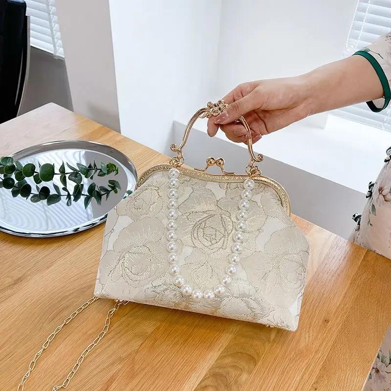 Sac à main en dentelle classique vintage pour femmes, sac à bandoulière initié, sacs à main JOWomen'