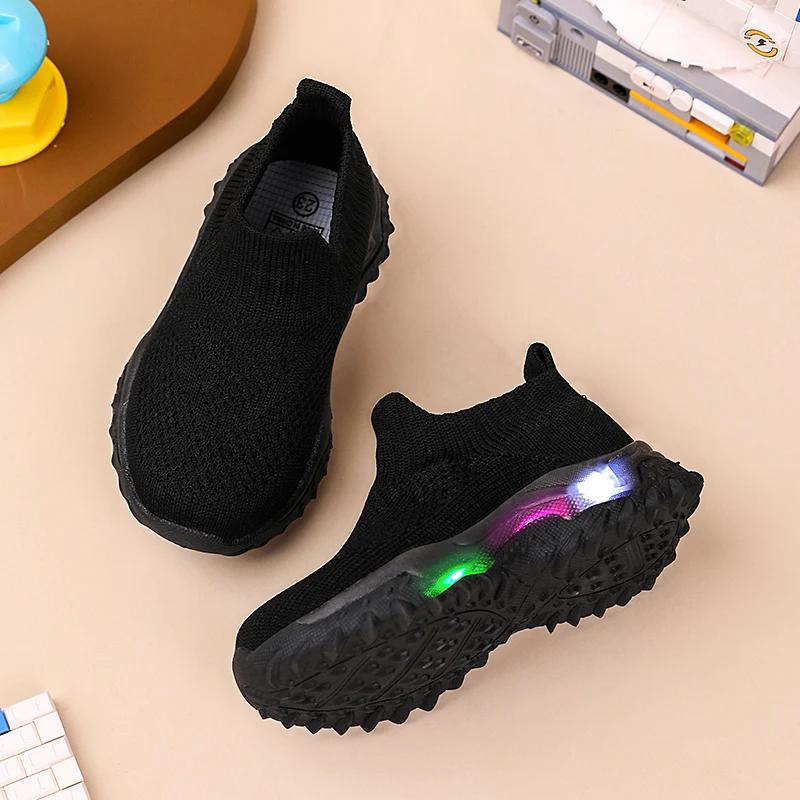 Enfants baskets enfants bébé filles garçons respirant maille Led chaussettes lumineuses Sport course