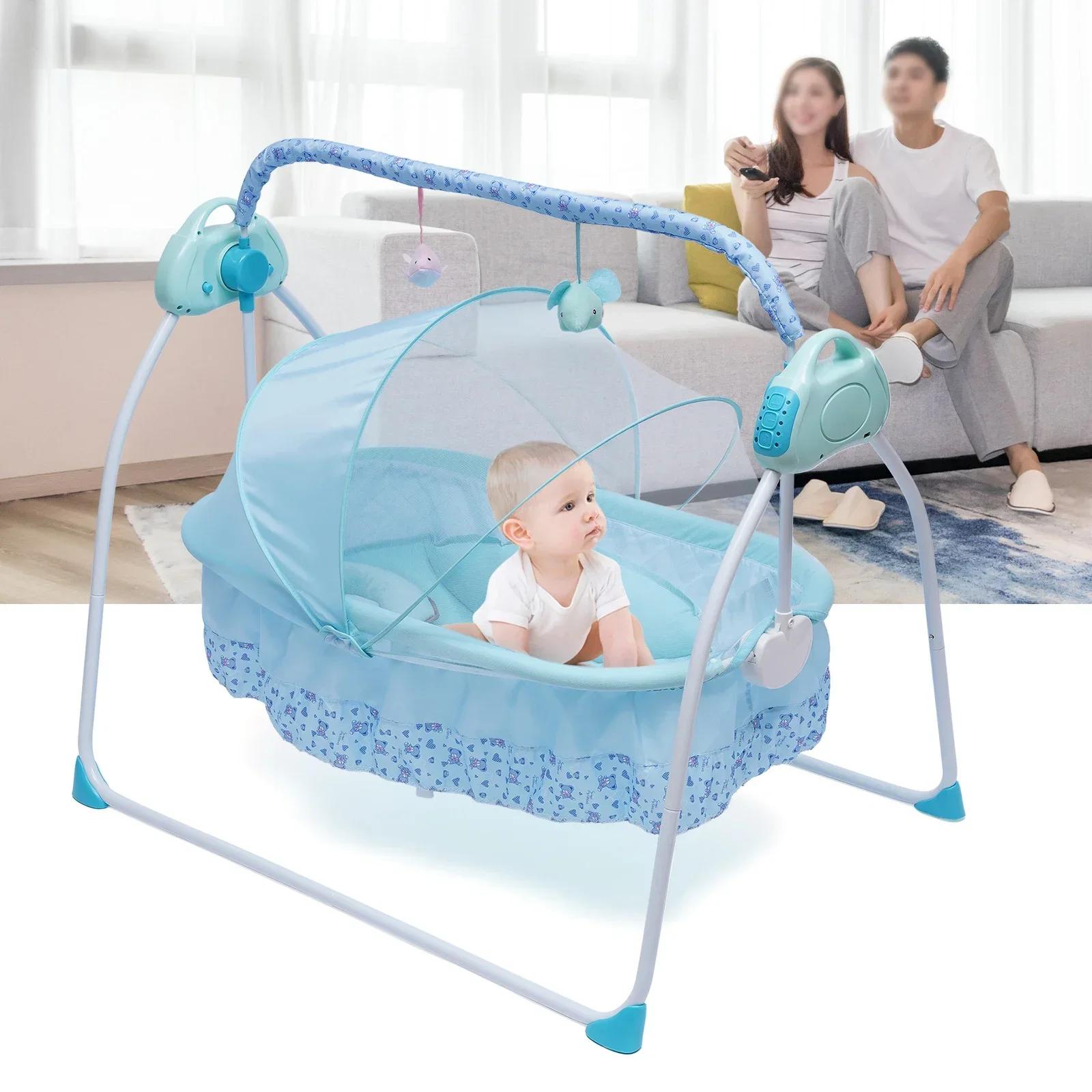 SHZICMY Berceau Électrique pour Bébé, Balancelle Électrique, Lit de Bébé, Berceau Automatique Sûr av