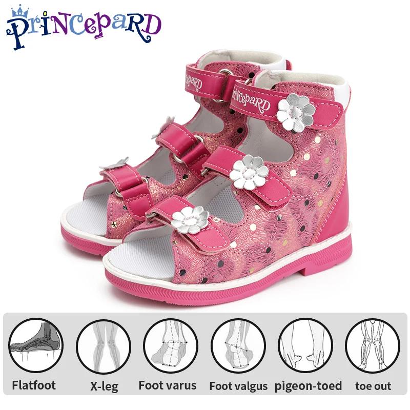 Sandales orthopédiques pour enfants boutons de fleurs pour enfants haut support de cheville correcti