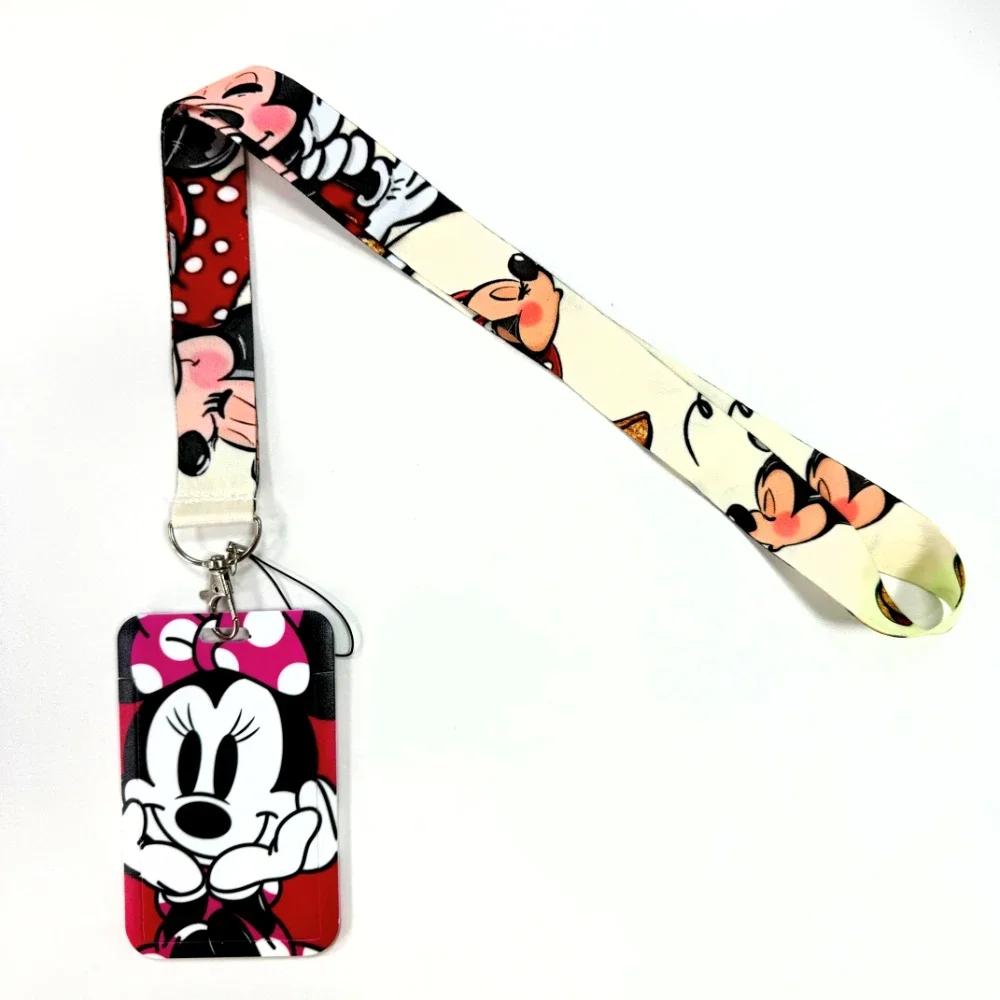 Porte-identifiant Disney Mickey Mouse, lanière ours, corde de téléphone, porte-carte d'identité, san