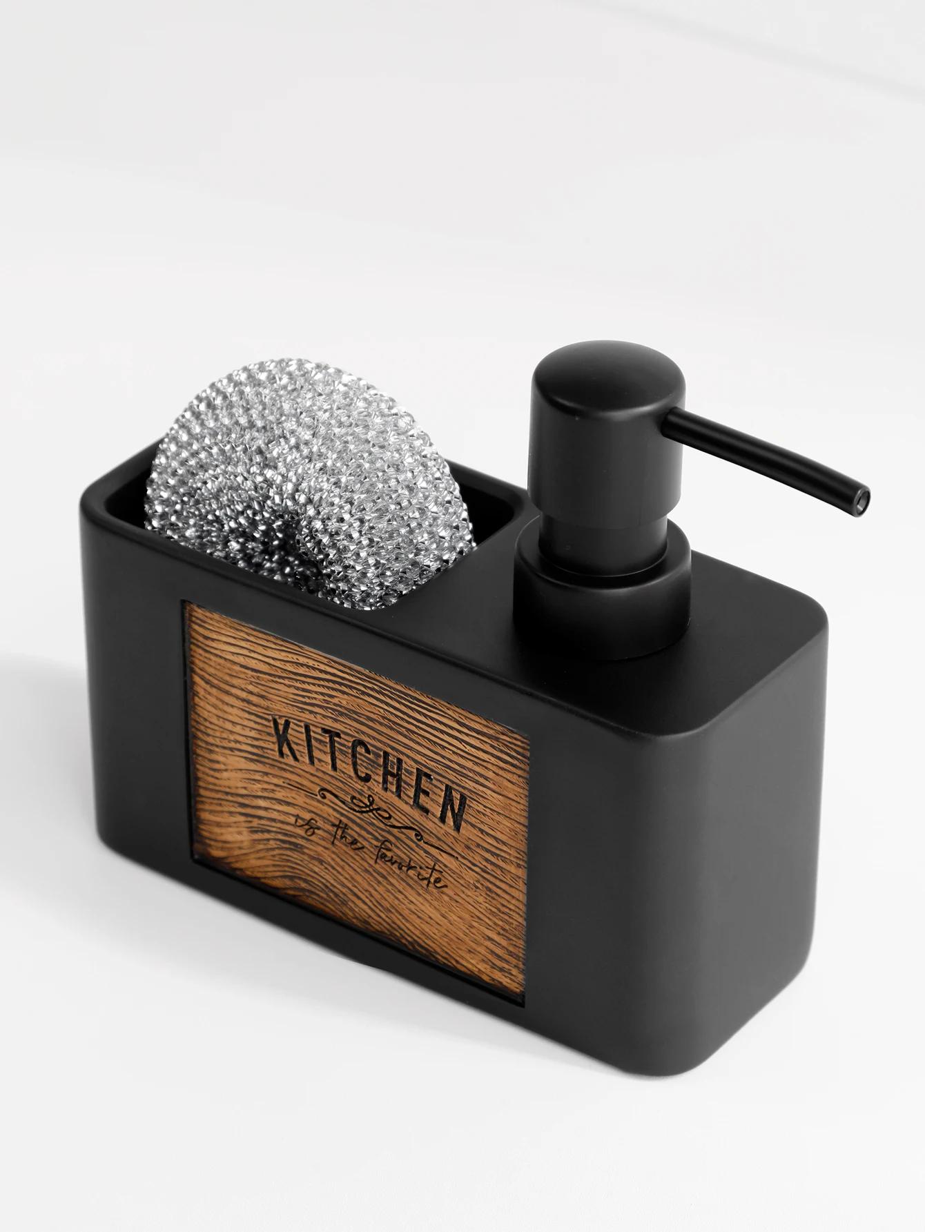 Distributeur de savon de cuisine avec porte-éponge, distributeur de savon liquide pour les mains et 
