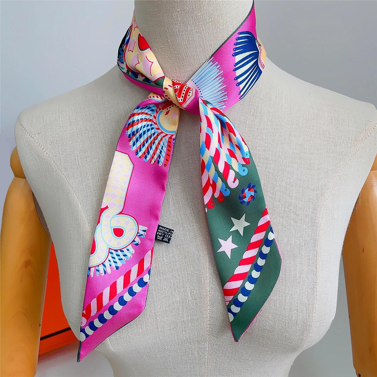 Marque Design sergé 100% Foulard en soie de luxe mode écharpe femmes Foulard maigre sac foulards nou