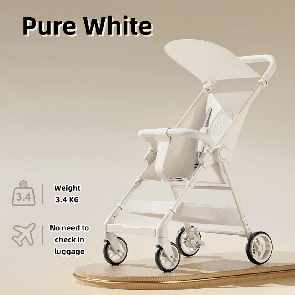 Poussette portable pour bébé de 1 à 6 ans, poussette pliable légère à quatre roues avec panier de ra