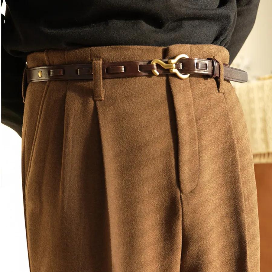 Mélange de laine hiver épais Hollywood pantalon rétro Style britannique pantalon large décontracté h