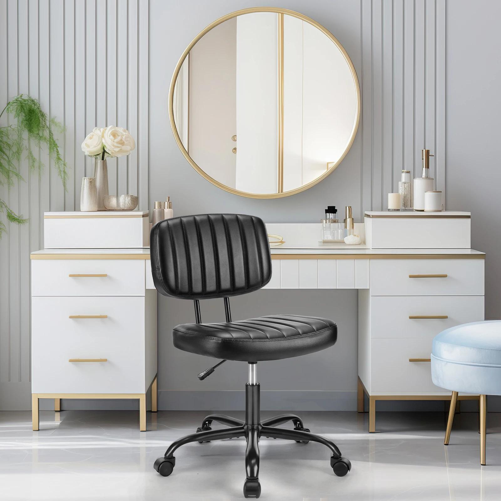 JHK – chaise de bureau sans accoudoirs, Support lombaire arrière, hauteur réglable, chaise d'ordinat