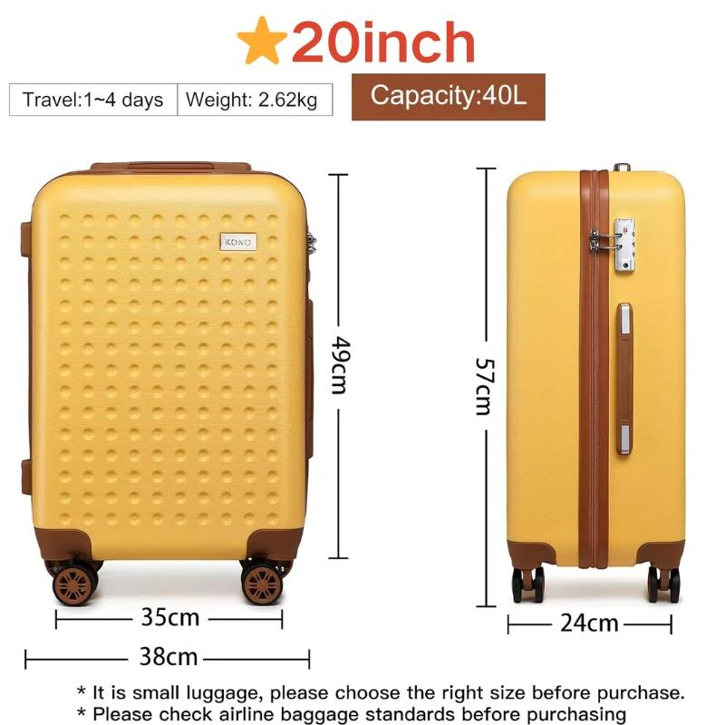 M/L/XL Kono étui rigide 100% ABS bagage de voyage avec 8 roues spinner valise à roulettes TSA serrur