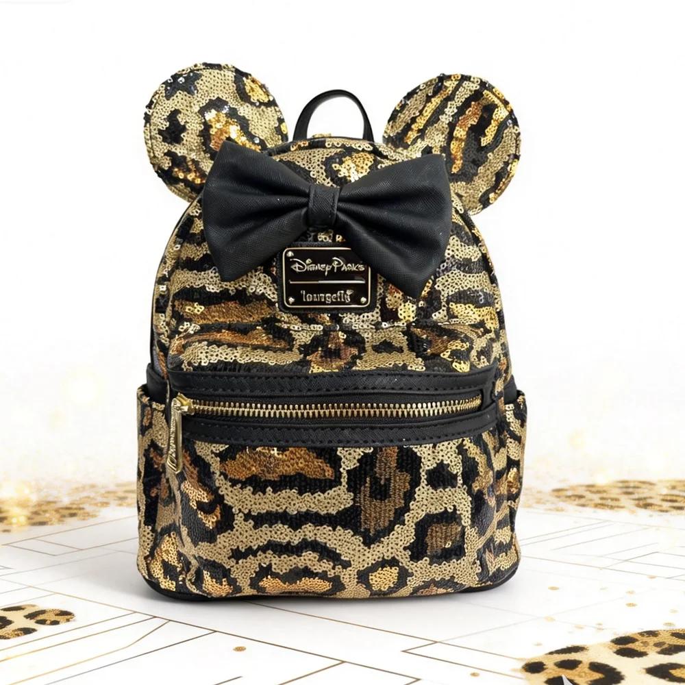 Sac à dos Loungefly Disney Mickey Mouse Ear en cuir PU pour femme, sac de voyage décontracté, mini s