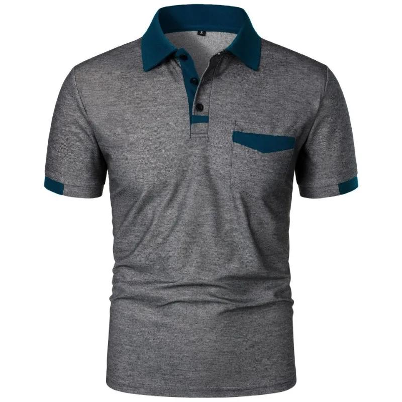 Nouveaux t-shirts à manches courtes pour hommes, Polo de couleur unie avec poches, chemises de base 