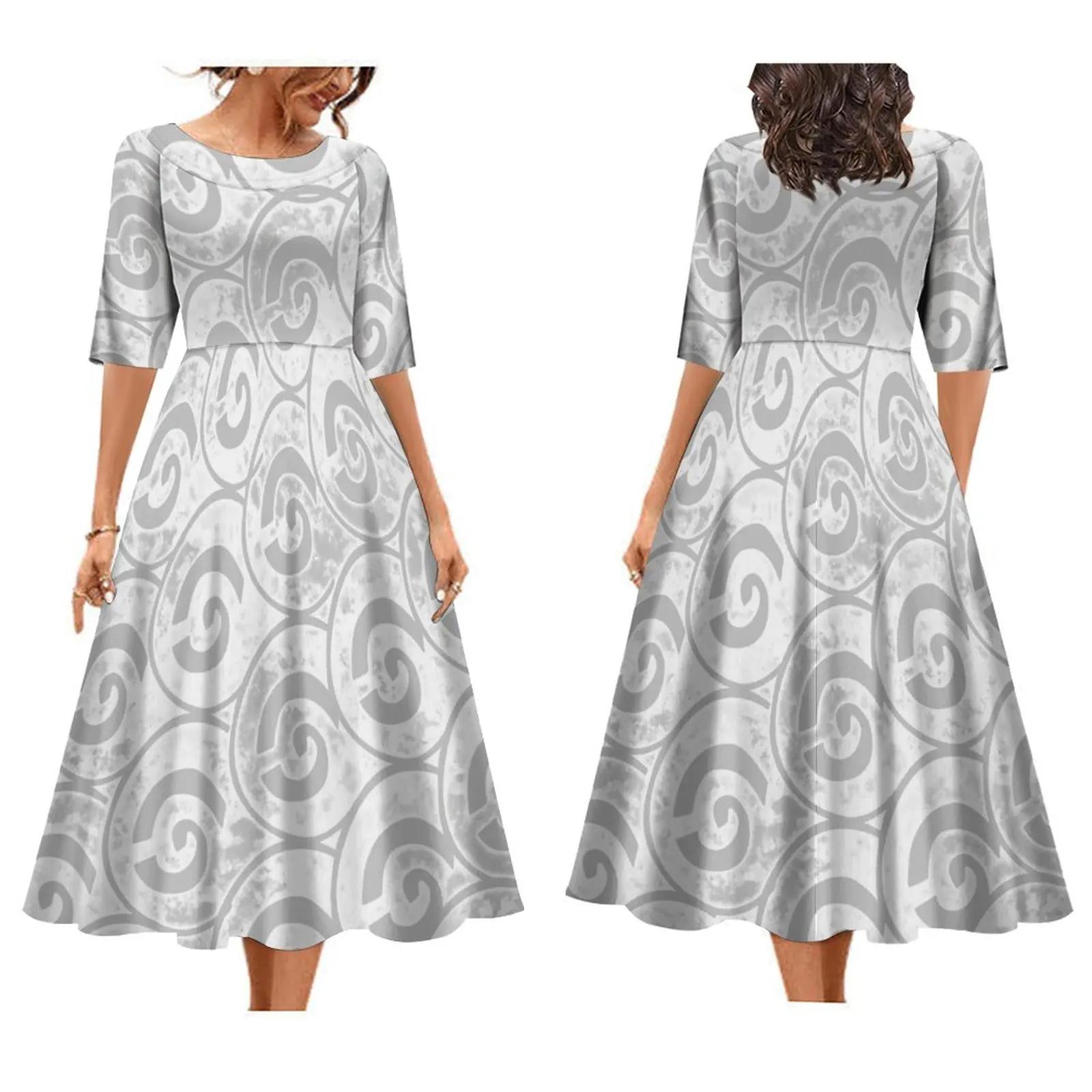 Robe mi-longue imprimée tribale, robe hawaïenne, robe éducative, cadeau de fête des mères personnali