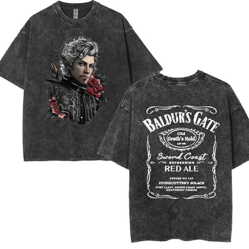 Limité Astarion l'elfe pâle T-shirts Baldurs Gate 3 fille dîner Vintage lavé t-shirt hommes femmes d