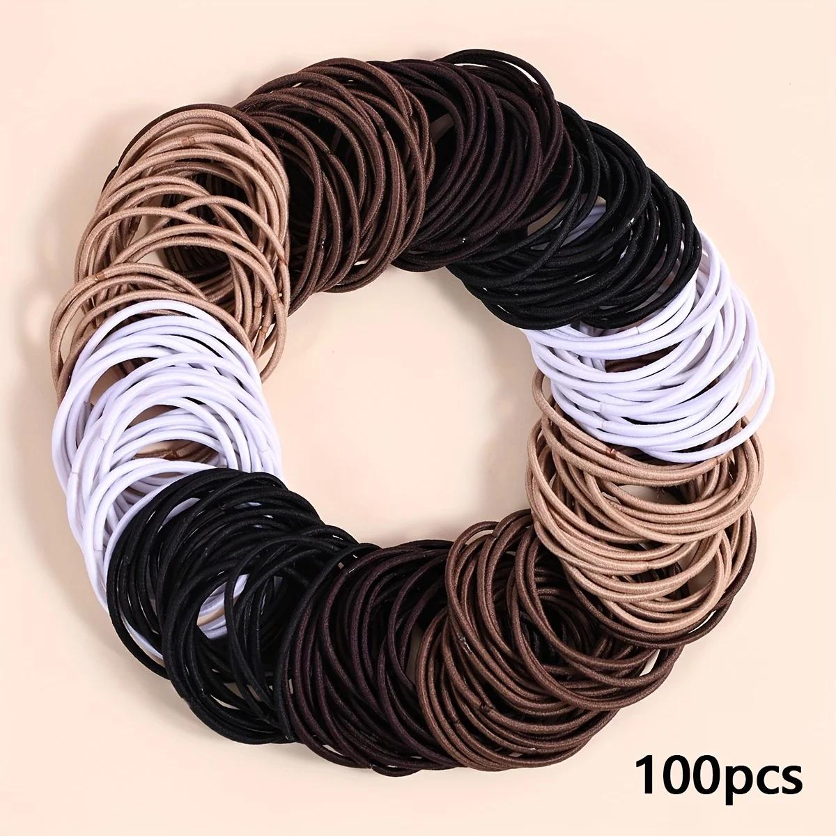 100 pièces/ensemble attaches de cheveux élastiques bandes de caoutchouc pour femmes hommes bandes de