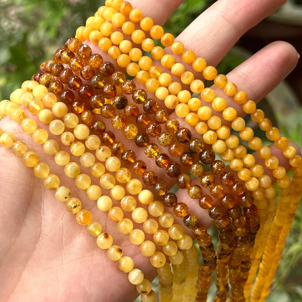 Naturrural véritable fleur de baltique ambre facettes/perles rondes 4-7mm, bricolage perle plante pi