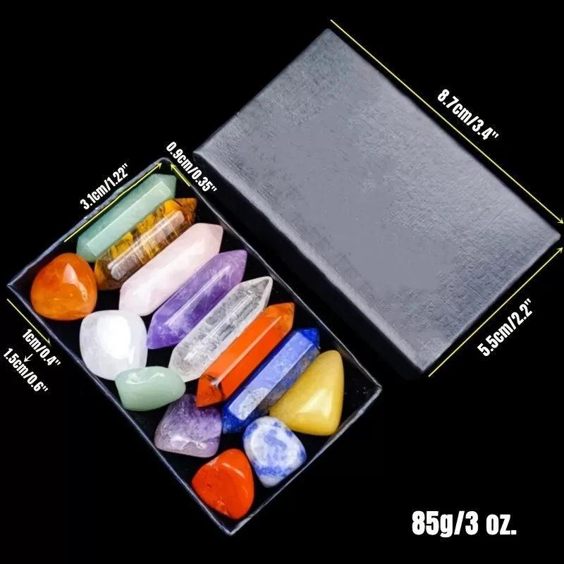 14 pièces/boîte pierre naturelle 7 Points de Chakra pilier en cristal ensemble coloré collier à fair