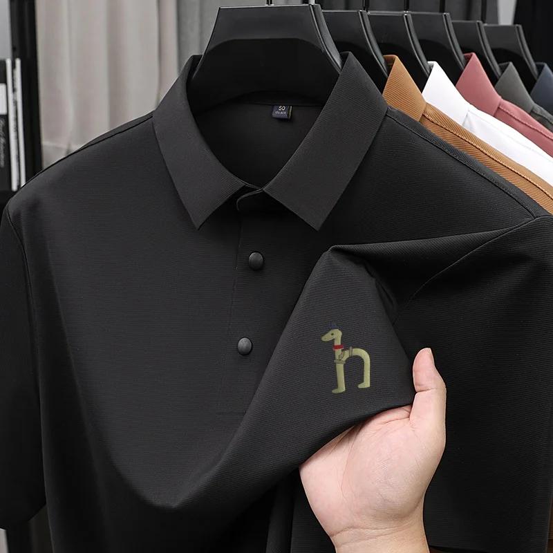 Polo de luxe pour homme, nouveau modèle à revers imprimé, T-shirt à manches courtes, respirant, doux