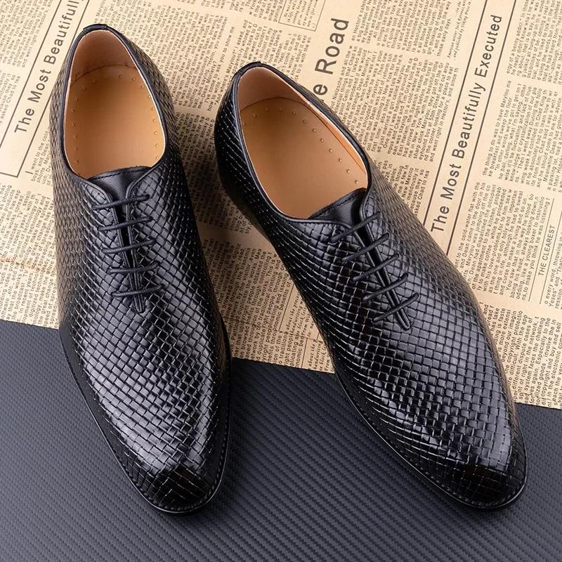 Chaussures Oxford en cuir véritable pour hommes, chaussures de bureau d'affaires décontractées, conf