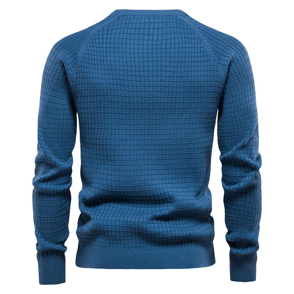 AIOPESON coton hommes chandails couleur unie col rond haute qualité maille pulls mâle nouveau hiver 