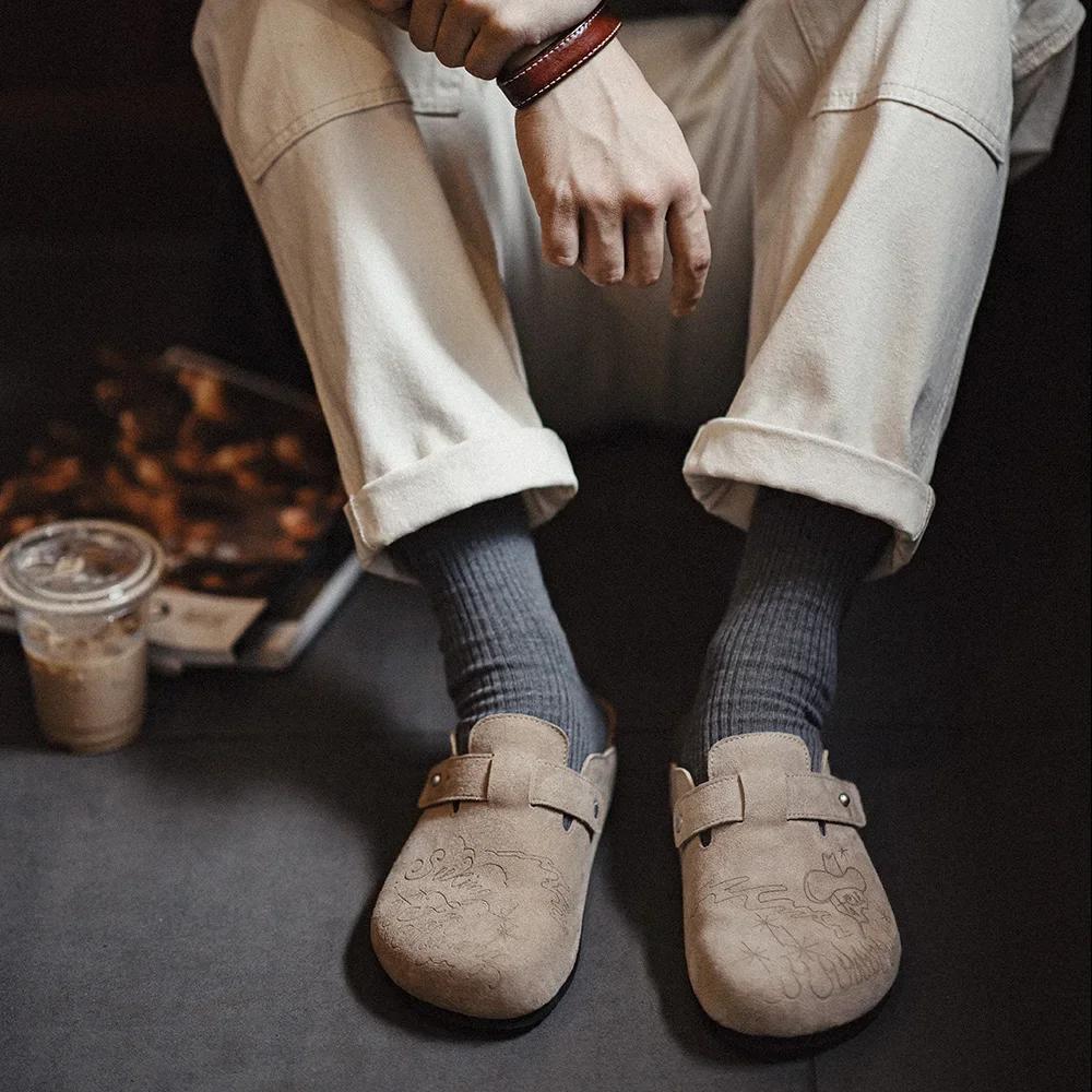 Maden Illustration Mules chaussures demi glisser fond épais vêtements chauds sandales à fond plat pa