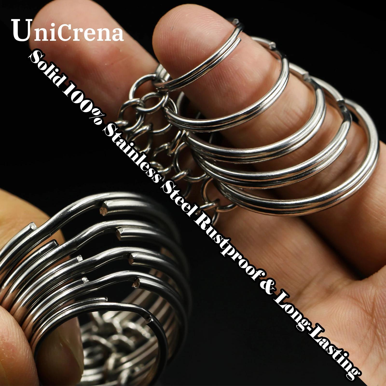 Unicrena Anneau à Bascule Acier Inoxydable avec Chaîne et Anneaux - Porte-Clés pour DIY, Création de