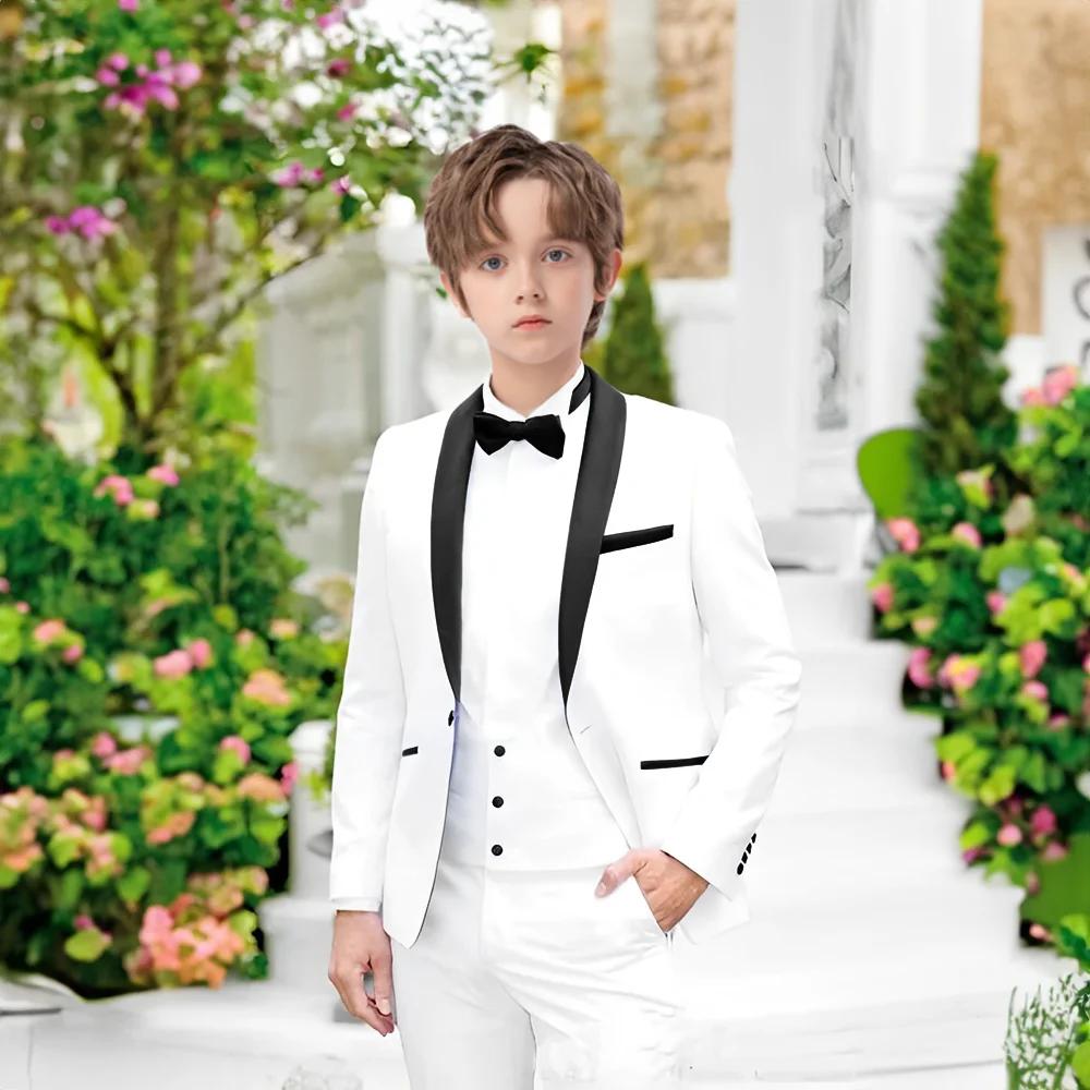 Costume ajusté pour garçons, 2 pièces, vêtements de Performance de Piano, smoking Chic à revers châl