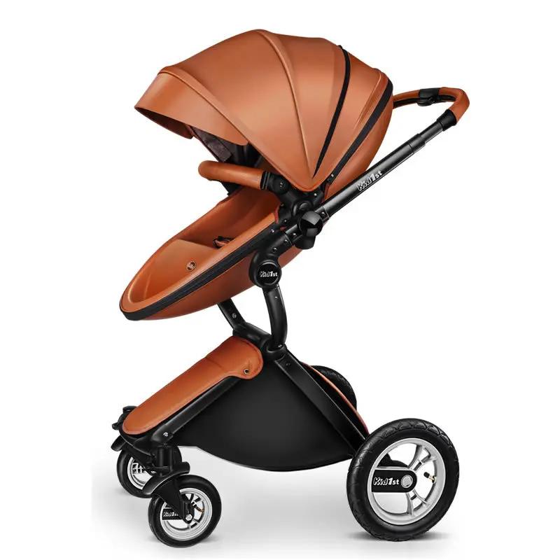 Poussette de Luxe Portable en Cuir pour Bébé, Landau de Voyage, Voiture