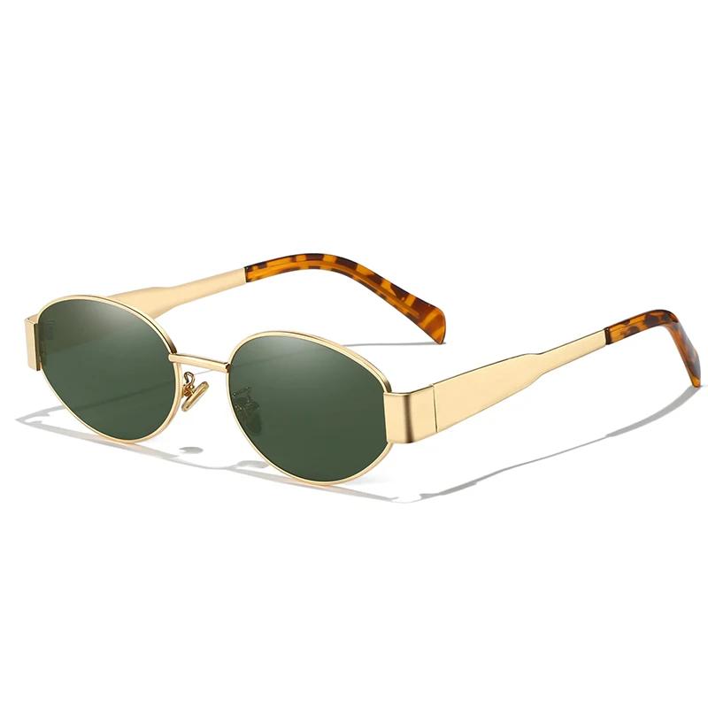 Nouvelles lunettes de soleil pour femmes et hommes, lunettes de soleil ovales en alliage