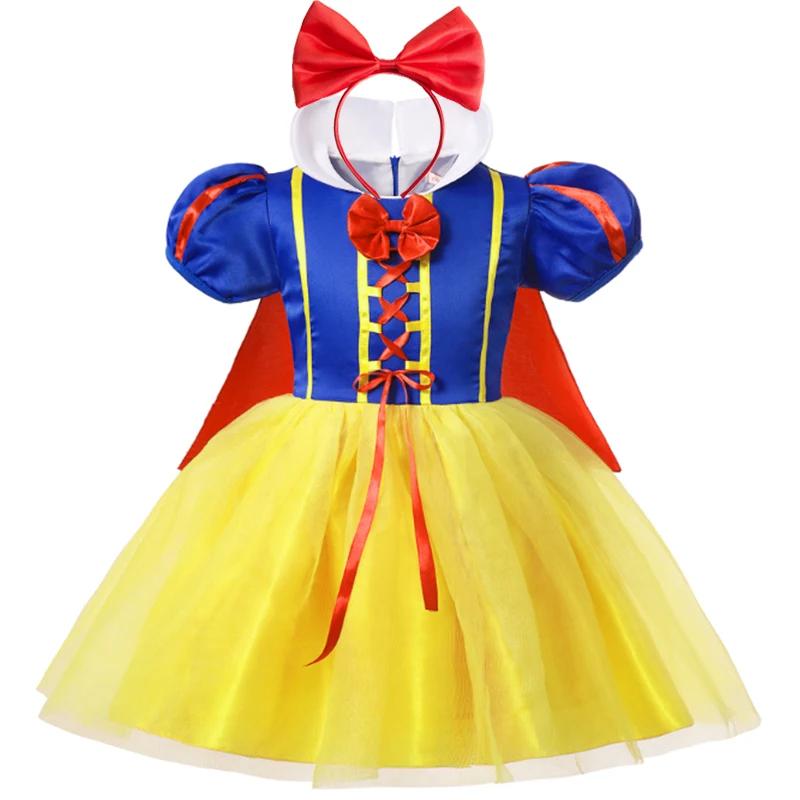 Déguisement de princesse blanche-neige pour enfants filles, Costume d'halloween avec Cape, vêtements