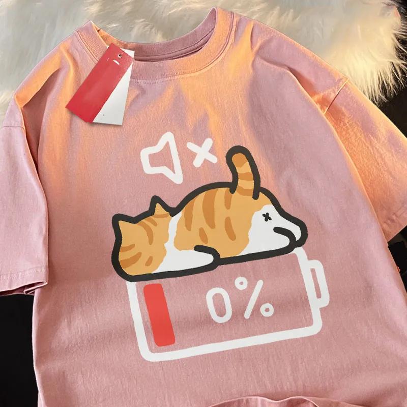 T-shirt ample à manches courtes pour femme enceinte, Style rétro, imprimé chat, avec haut à col rond