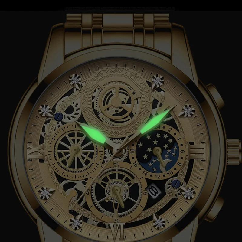 BINBOND luxe Quartz pour hommes montre bracelet en acier inoxydable cadran de luxe lumineux 30M étan