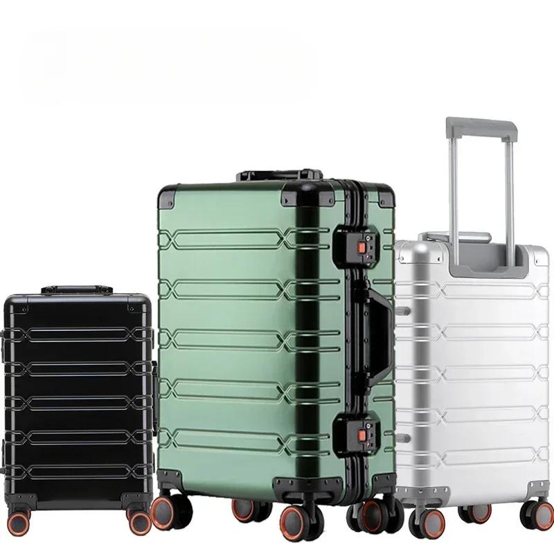 Valise à roulettes de grande capacité, sac de voyage en alliage d'aluminium et de magnésium, bagages