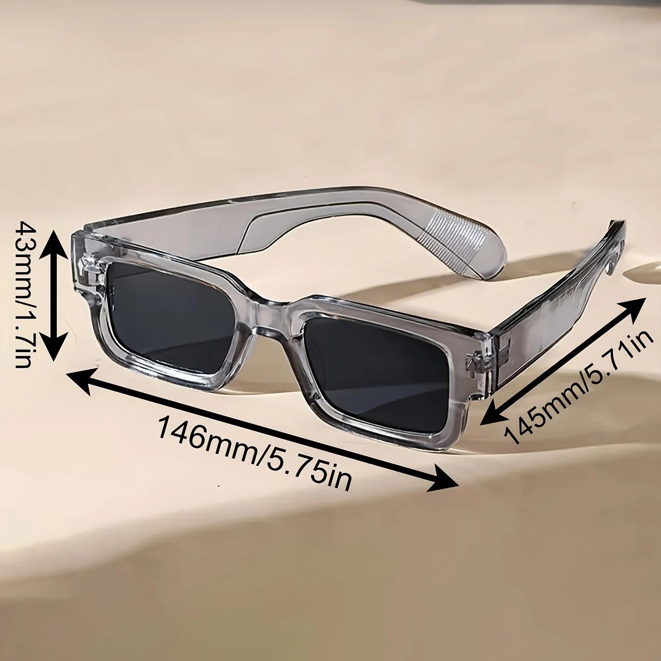 Lunettes de soleil carrées rétro unisexes, 1 pièce, Protection UV classique, monture en plastique, p