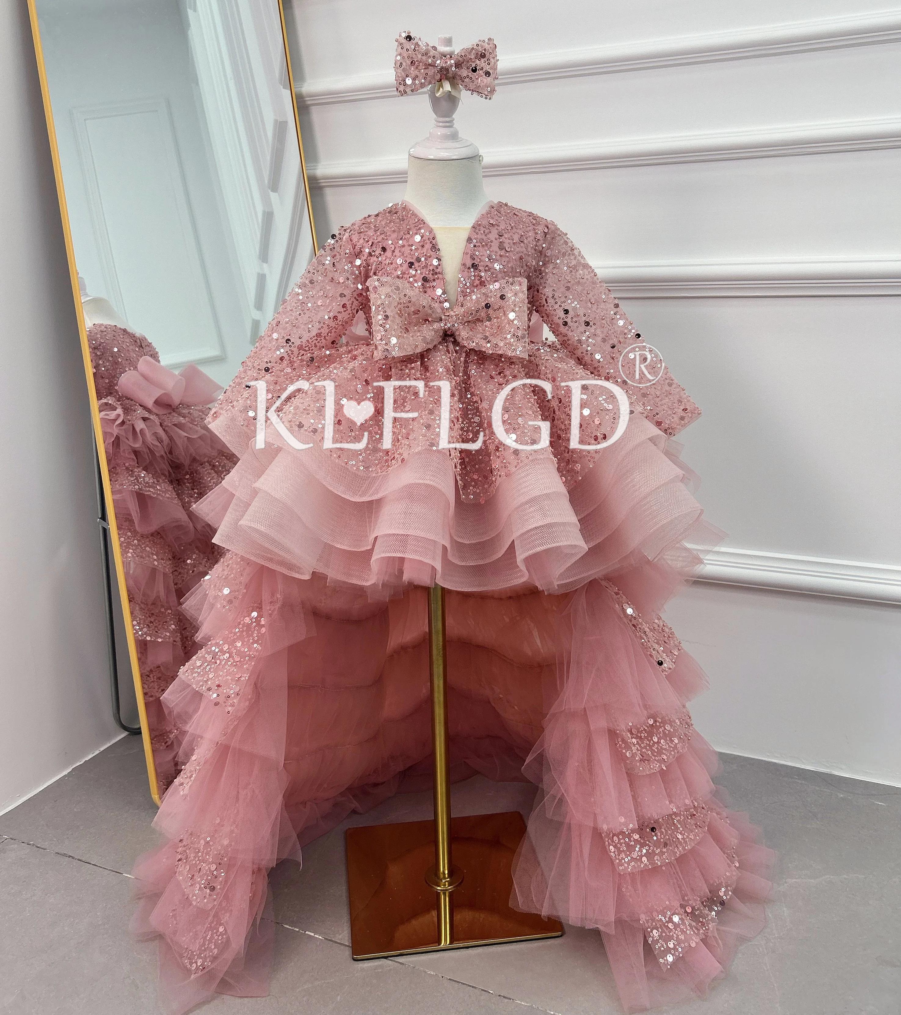 Robe de luxe légère à sequins pour fille de 4 à 12 ans, tenue élégante de concours de beauté, haut d