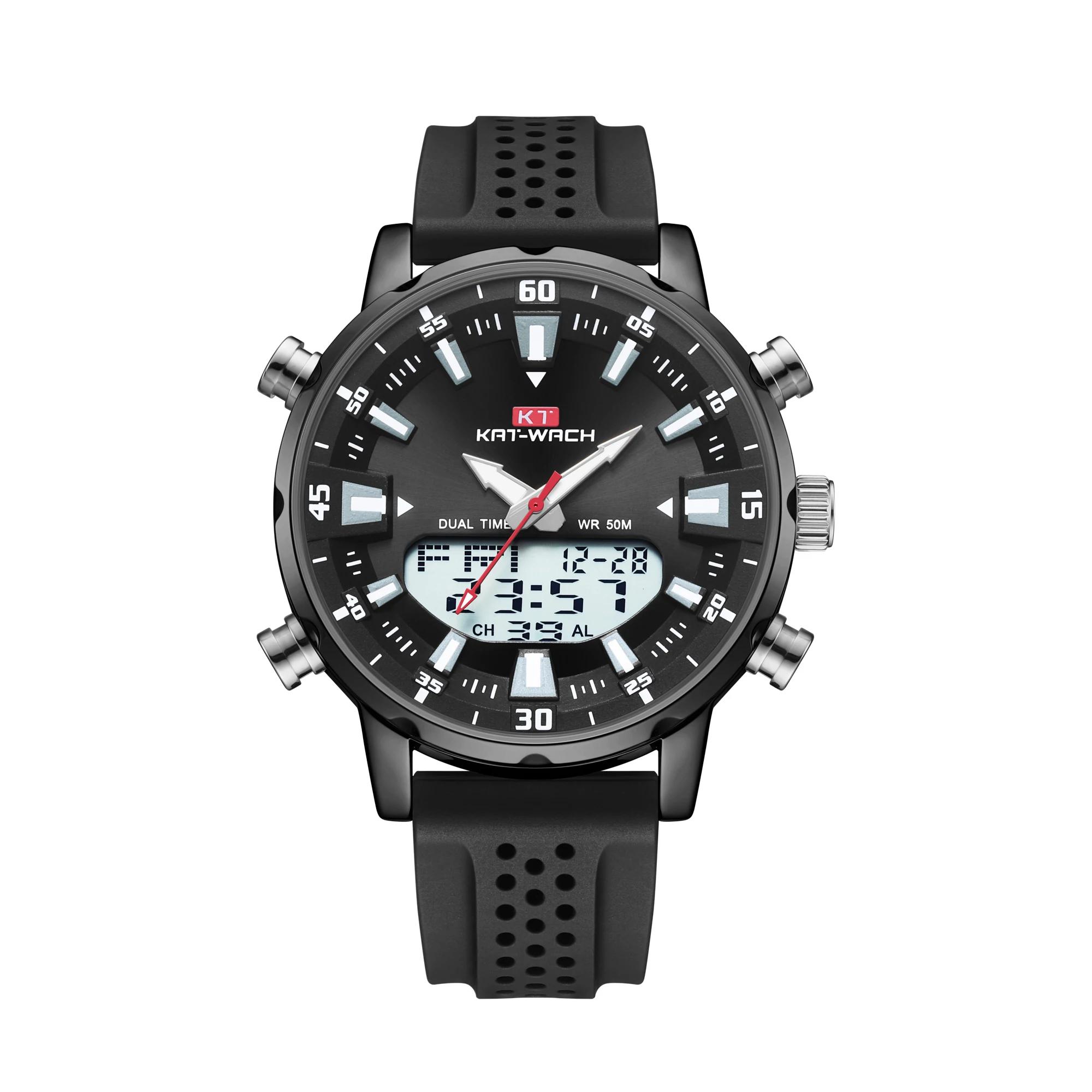 Kat-Wach-Montre à quartz étanche pour homme, originale, automatique, de haute qualité, noire, cadeau