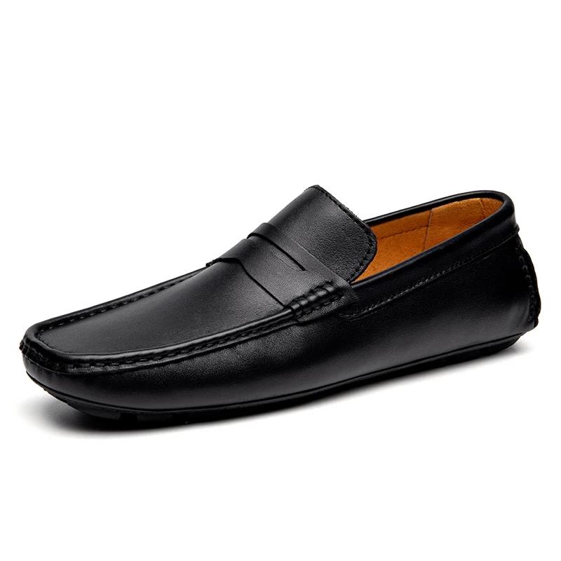 Mocassins rouges en cuir véritable pour hommes, chaussures décontractées à enfiler, cuir naturel, cr