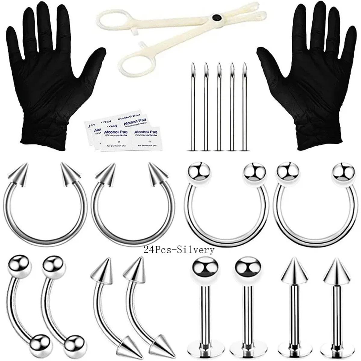Kit de perçage d'oreille stérile 24/42/84 pièces, pistolet de perçage d'hélice pour Trago de Cartila