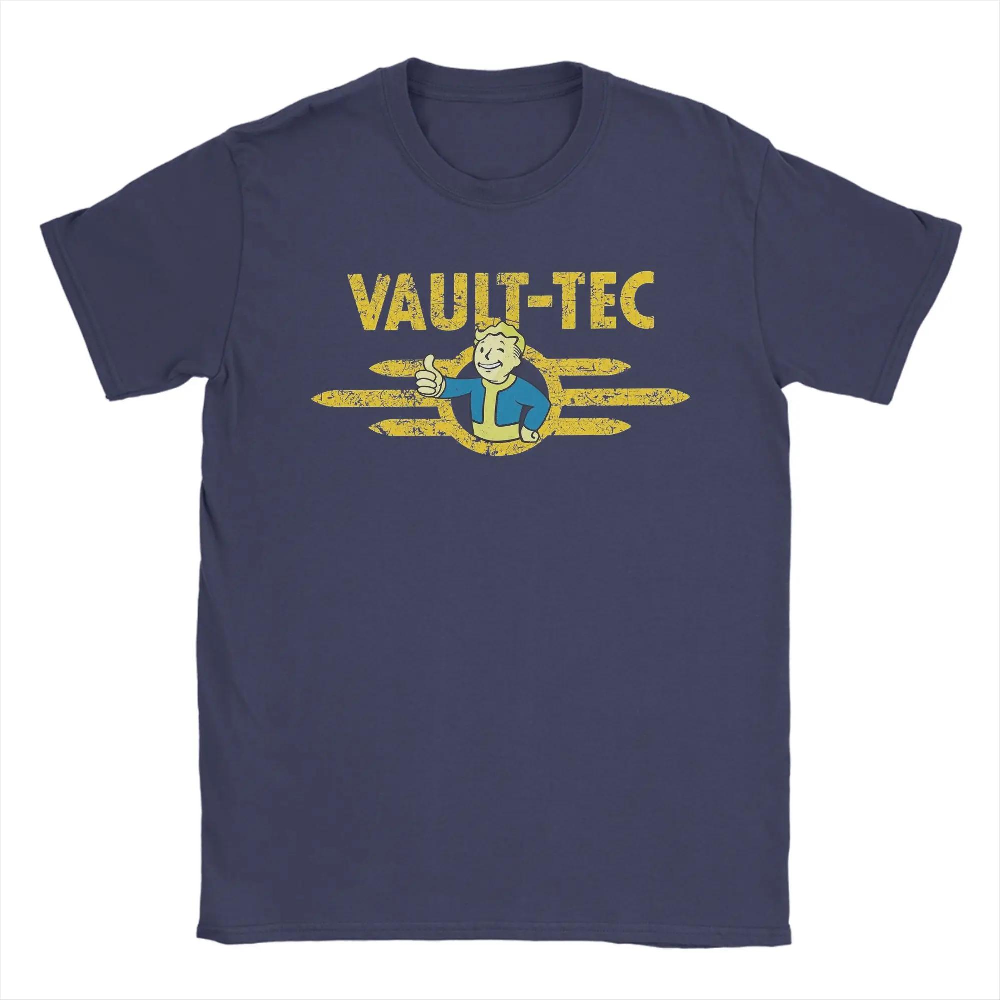 T-shirt Homme Distressed Vault-Tec 100% Coton Vêtements Loisirs Manches Courtes Col Rond Grande Tail