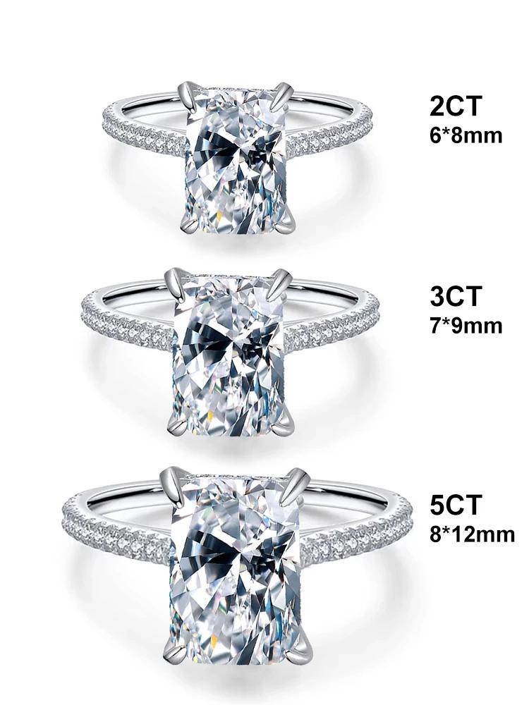 DWJ 2-5CT magnifique bague rectangulaire en Zircon en argent Sterling 925 pour les femmes anniversai