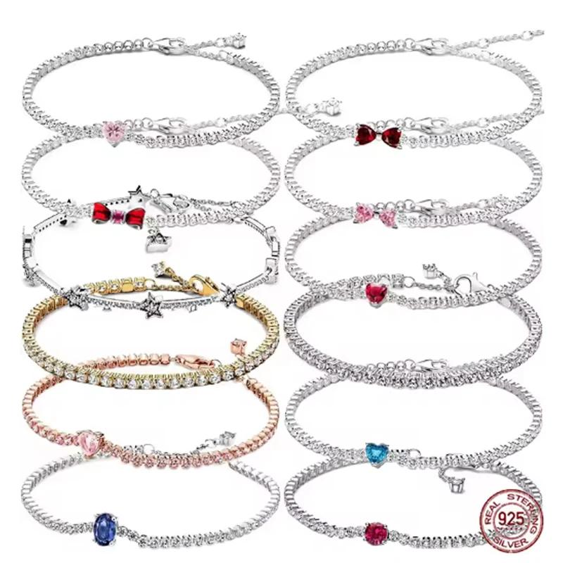 Bracelet de tennis étoile en argent sterling 925 pour femmes, de haute qualité, à la mode, classique