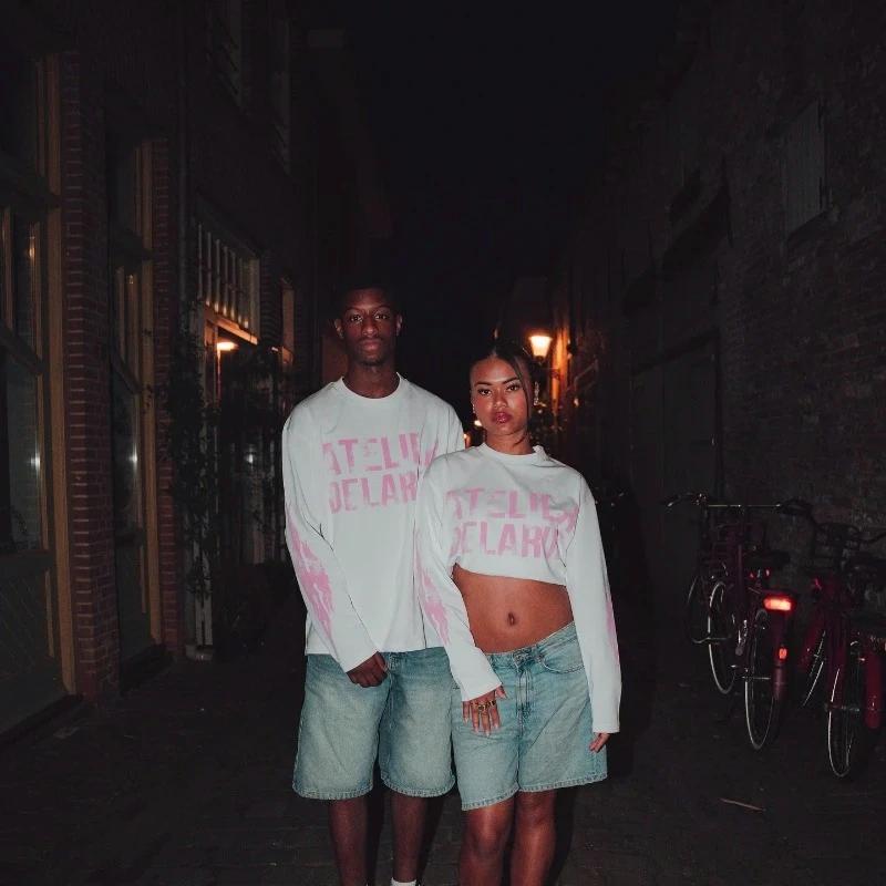Y2K Harajuku rétro Niche à manches longues imprimé lettre flamme hauts nouvelle mode décontracté con