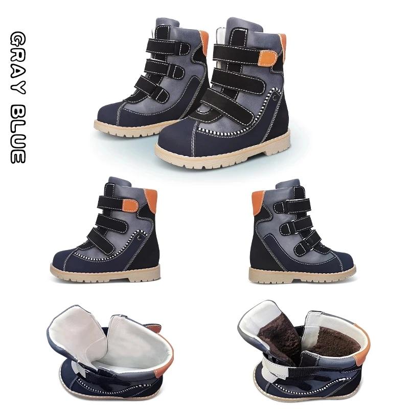 Chaussures orthopédiques 4 roues motrices en cuir de vache pour garçons, bottes décontractées pour e