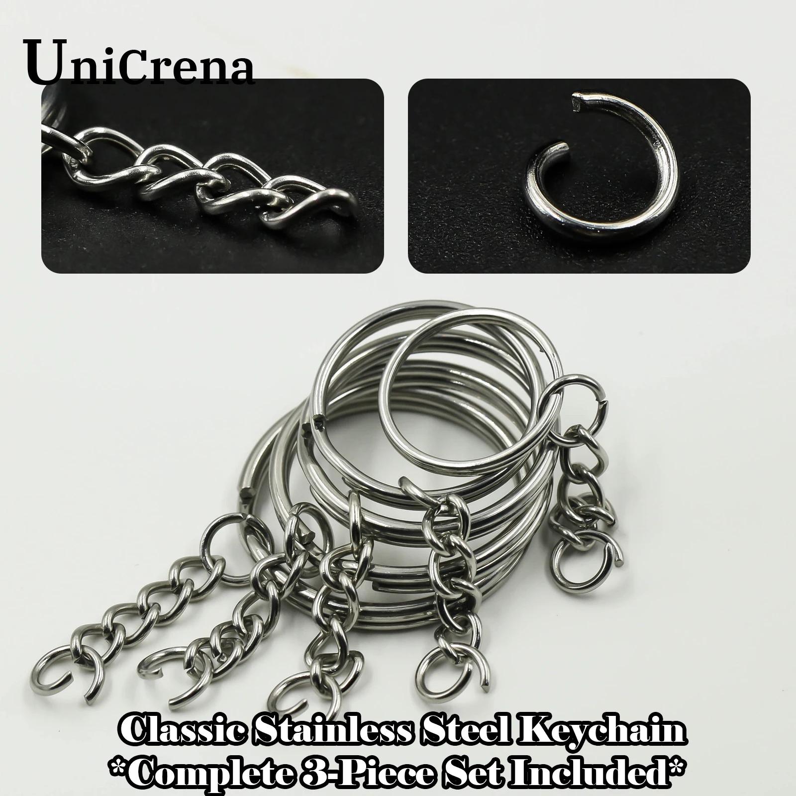 Unicrena Anneau à Bascule Acier Inoxydable avec Chaîne et Anneaux - Porte-Clés pour DIY, Création de